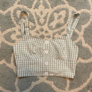 Princess Polly gingham green crop top